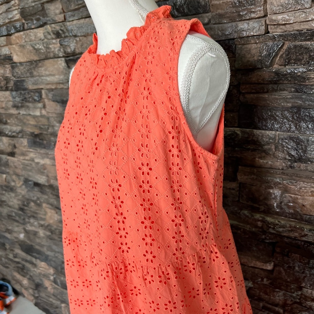 LOFT Coral Eyelet Mini Dress - Picture 5 of 11